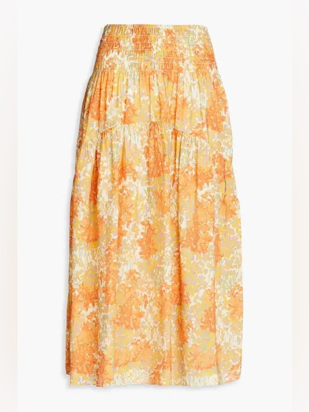 VINCE
Shirred Floralprint Gauze Midi Skirt Size XS